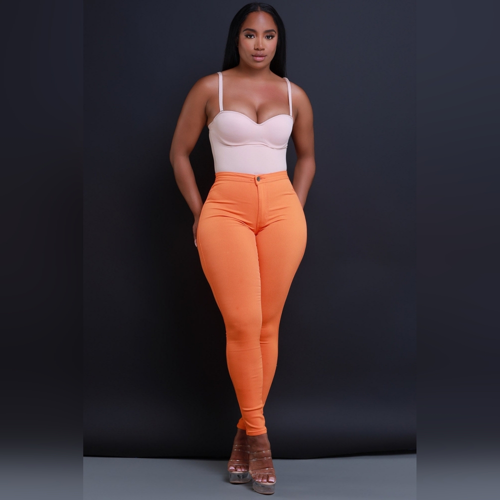 Swankaposh 2X (18/20) Superga High waist stretch Jeans~Orange - Picture 4 of 8
